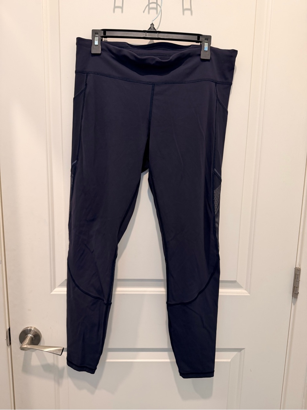Lululemon Mesh Inset Yoga Leggings Size 12 Navy Blue